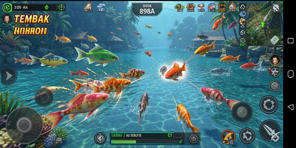 Tampilan screenshot gameplay Tembak Ikan 898A yang seru dan penuh warna.