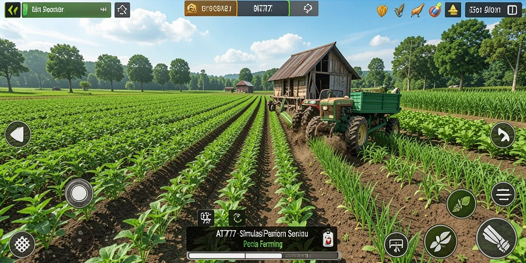 Tampilan gameplay seru AT777 dengan aktivitas pertanian menyenangkan.