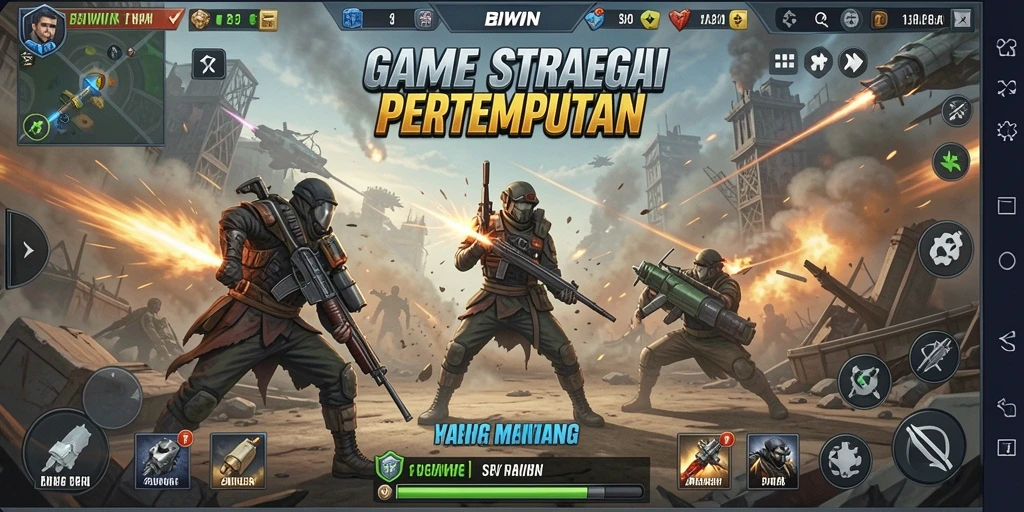Tampilan utama gameplay BIWIN dengan aksi pertempuran yang intens.