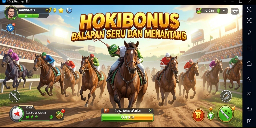 Tangkapan layar HOKIBONUS menampilkan aksi balapan yang seru dan grafis yang memukau.