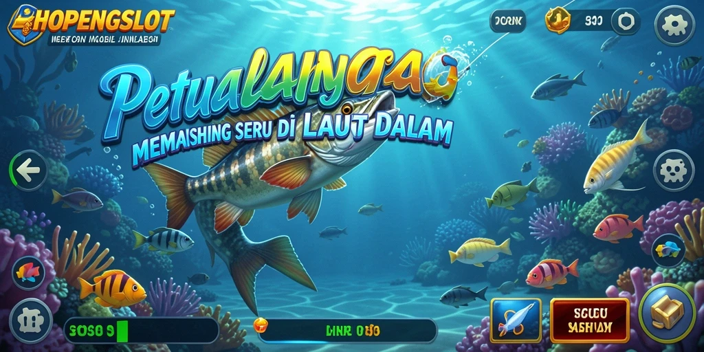 Screenshot HOPENGSLOT menampilkan momen menangkap ikan besar di laut.