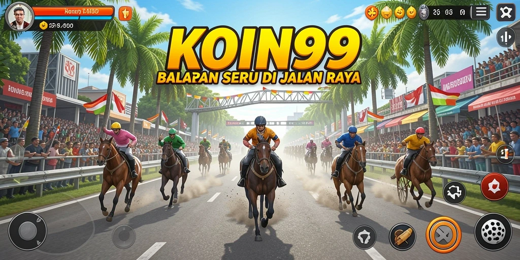 Tampilan gameplay balapan seru di KOIN99 menunjukkan adrenalin tinggi.