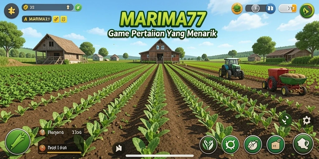Tampilan gameplay seru di MARIMA77 dengan taman yang indah.