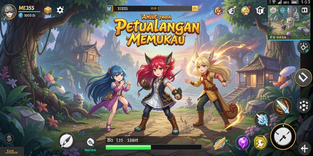 Screenshot gameplay ME355 menampilkan aksi seru para karakter anime.
