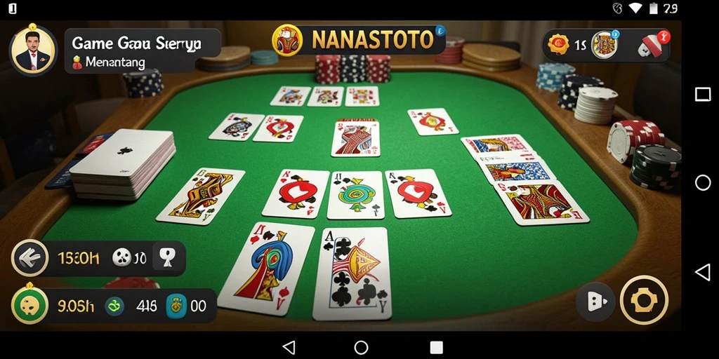 Screenshot utama NANASTOTO menampilkan gameplay Gaple yang seru.