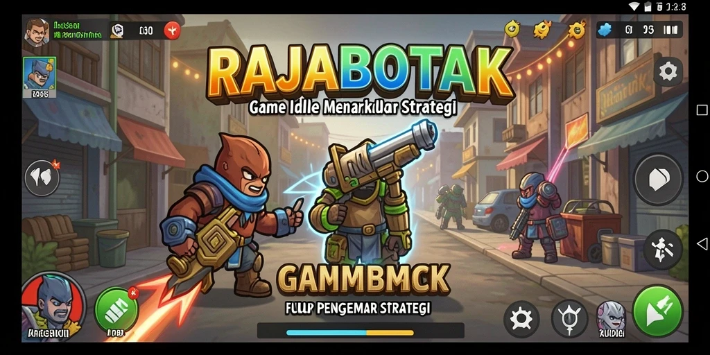 Screenshot gameplay RAJABOTAK yang menampilkan karakter dalam aksi Idle.