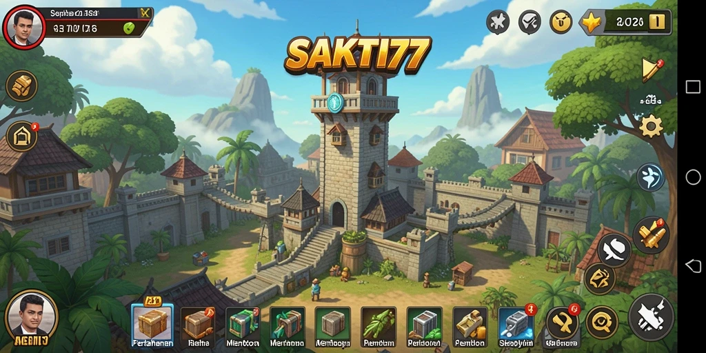 Screenshot gameplay SAKTI77 menampilkan serangan menara yang epik.
