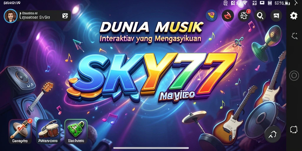 Screenshot gameplay SKY77 yang menampilkan pengalaman musik interaktif.