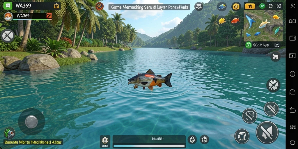 Tampilan gameplay WA369 dengan aksi memancing yang seru dan interaktif.